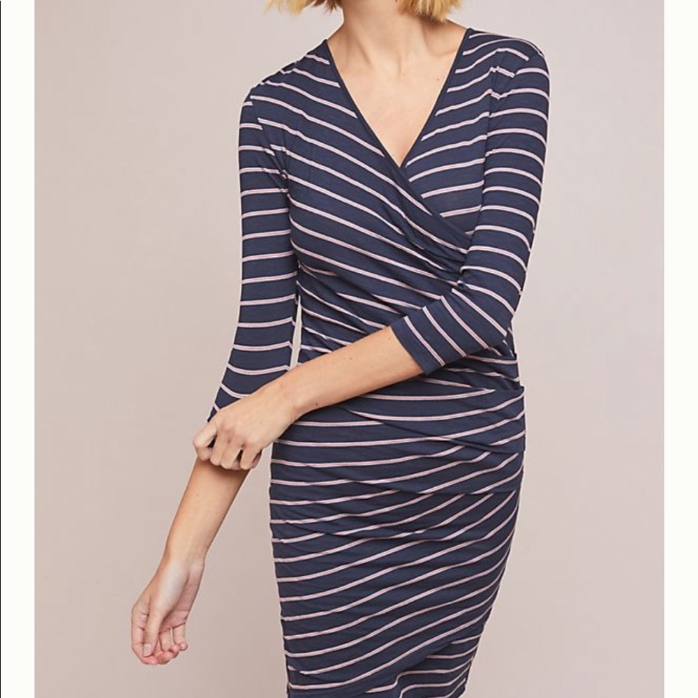 NWT Anthropologie Sundry striped ruched dress